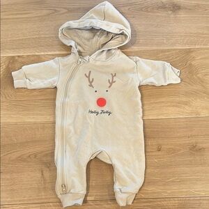 Cream Baby One Piece - Fleece inside with double zipper